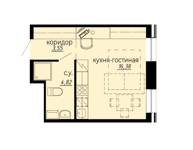 Планировка: Апартамент-студия у ст.м. «Политехническая»