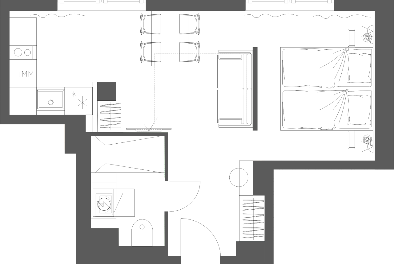 Планировка: Студия-комфорт в клубном апарт-отеле 4* ARTEL 17/52 в историческом центре СПб